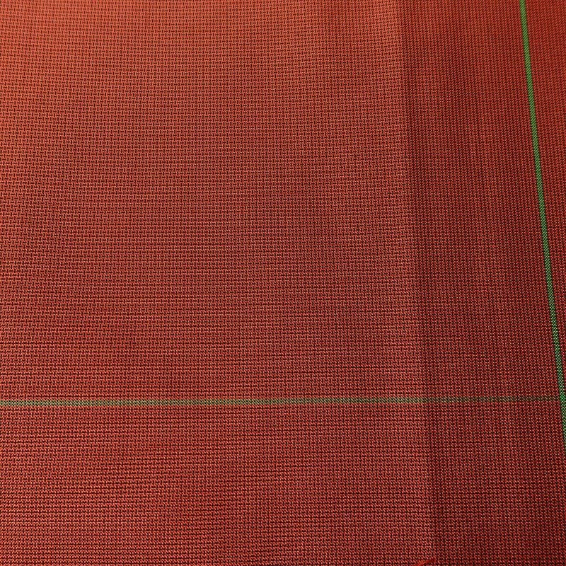 紬 しつけ糸付き 正絹 チェック・格子柄 袷仕立て 身丈162cm 裄丈63.5cm リサイクル着物 着物 モダン シンプル 赤・朱_画像7