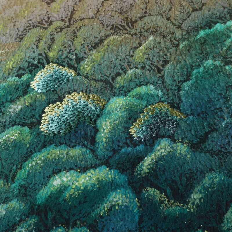 付け下げ 落款入り ふくれ織 正絹 風景柄 袷仕立て 身丈154cm 裄丈63.5cm リサイクル着物 着物 刺繍 金彩 フォーマル 緑・うぐいす色_画像9