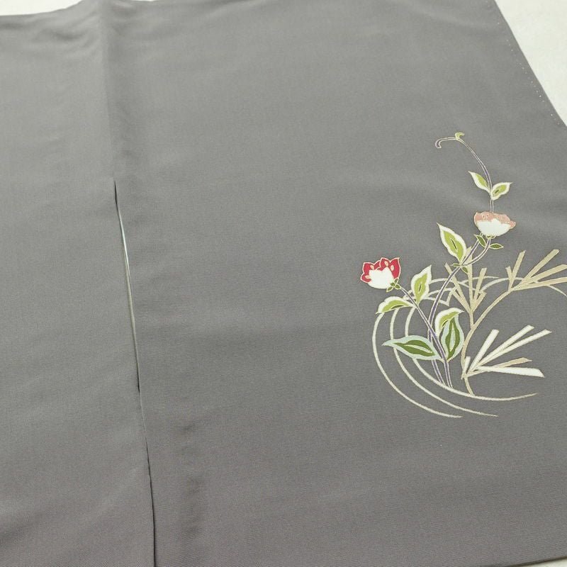 訪問着 正絹 花柄 袷仕立て 身丈172cm 裄丈69.5cm リサイクル着物 着物 金彩 入学式 卒業式 七五三 お宮参り フォーマル グレー_画像15