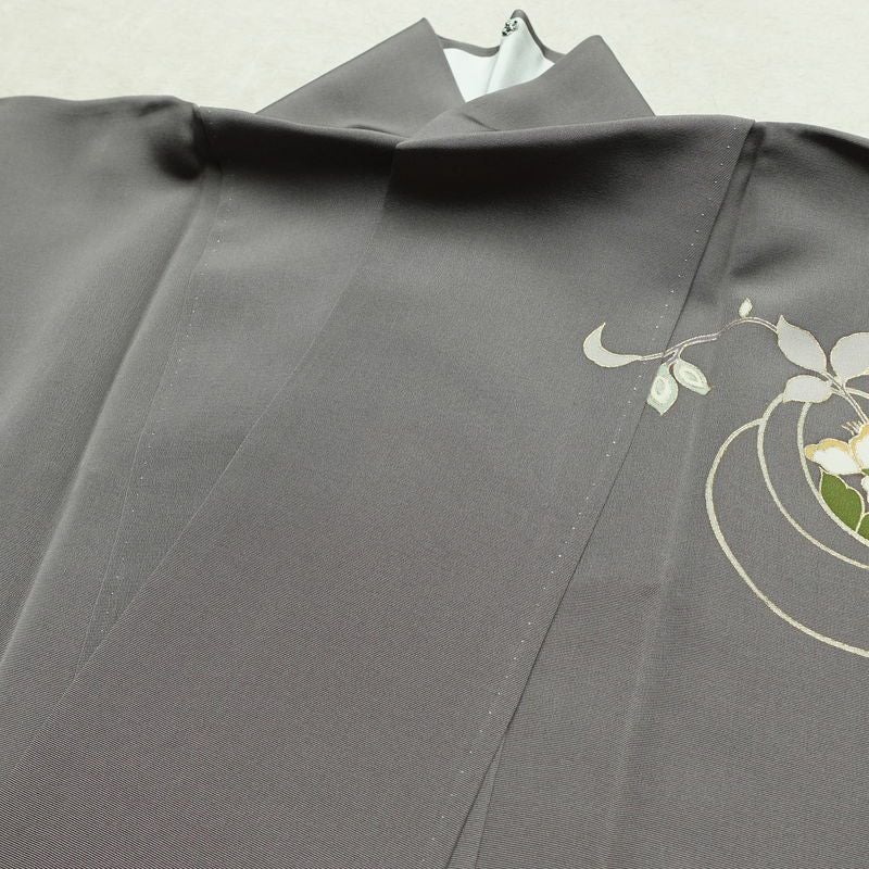 訪問着 正絹 花柄 袷仕立て 身丈172cm 裄丈69.5cm リサイクル着物 着物 金彩 入学式 卒業式 七五三 お宮参り フォーマル グレー_画像16
