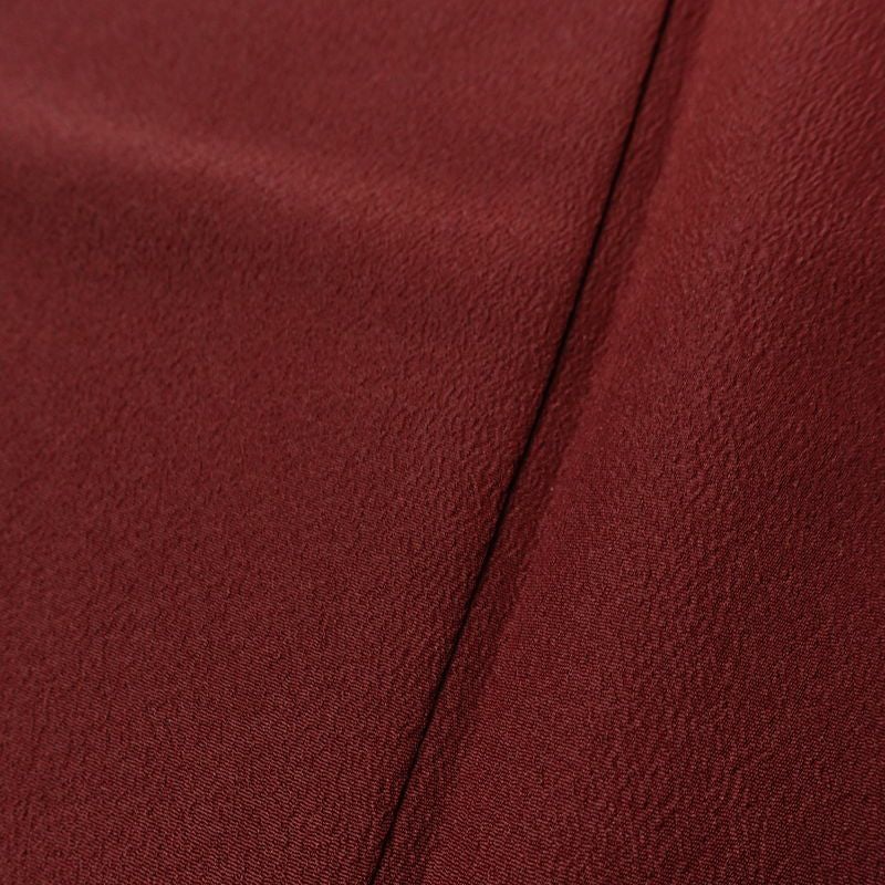 色無地 しつけ糸付き ポリエステル 無地 袷仕立て 身丈163.5cm 裄丈65cm リサイクル着物 着物 小豆・エンジ_画像9