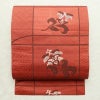 名古屋帯 六通柄 美品 正絹 花柄 名古屋仕立て なごや帯 リサイクル帯 帯 赤・朱_画像1