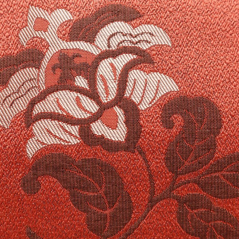 名古屋帯 六通柄 美品 正絹 花柄 名古屋仕立て なごや帯 リサイクル帯 帯 赤・朱_画像3