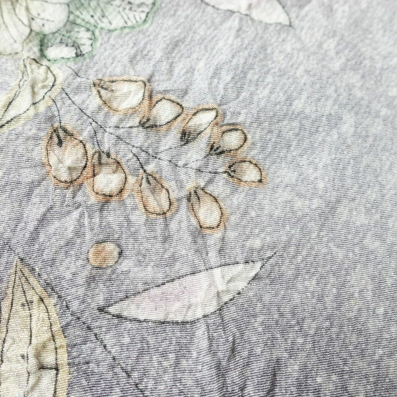 訪問着 縮緬 辻が花 正絹 花柄 袷仕立て 身丈159.5cm 裄丈67.5cm リサイクル着物 着物 入学式 卒業式 七五三 お宮参り フォーマル 紫・藤色_画像8