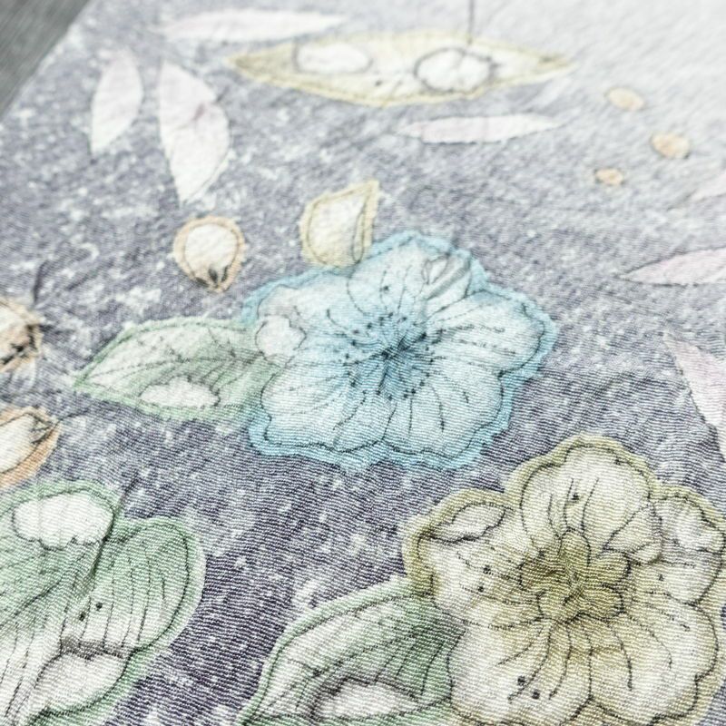 訪問着 縮緬 辻が花 正絹 花柄 袷仕立て 身丈159.5cm 裄丈67.5cm リサイクル着物 着物 入学式 卒業式 七五三 お宮参り フォーマル 紫・藤色_画像9