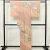 訪問着 美品 落款入り 金駒刺繍 正絹 古典柄 袷仕立て 身丈158.5cm 裄丈65.5cm リサイクル着物 着物 箔 金彩 扇面 ピンク_画像2