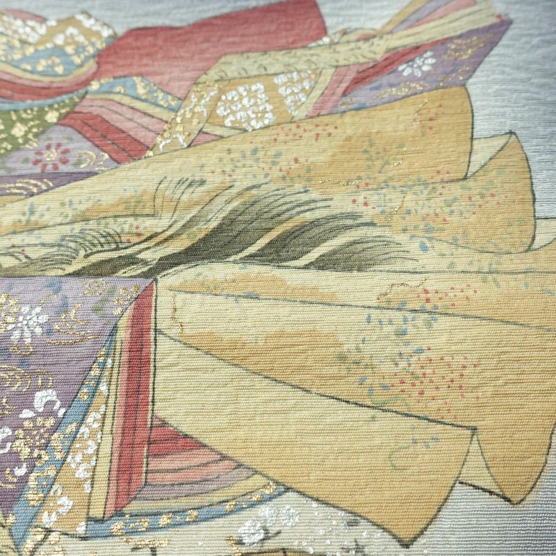 付け下げ 良品 樽本伊勢蔵 京友禅伝統工芸士 落款入り 一つ紋付き 正絹 人物・動物柄 袷仕立て 身丈157.5cm 裄丈65cm リサイクル着物 着物 箔 金彩 フォーマル 青・紺_画像8