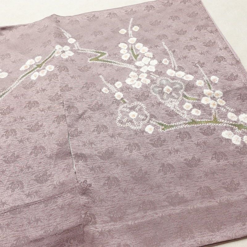 訪問着 絞り 正絹 木の葉・植物柄 袷仕立て 身丈162cm 裄丈67cm リサイクル着物 着物 入学式 卒業式 七五三 お宮参り フォーマル 紫・藤色_画像14