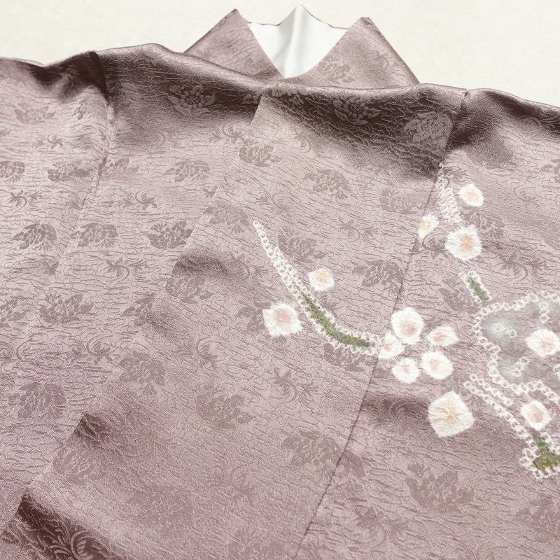 訪問着 絞り 正絹 木の葉・植物柄 袷仕立て 身丈162cm 裄丈67cm リサイクル着物 着物 入学式 卒業式 七五三 お宮参り フォーマル 紫・藤色_画像16