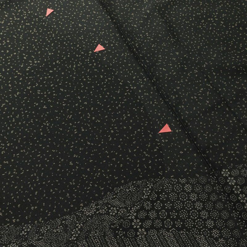 付け下げ 正絹 幾何学柄・抽象柄 袷仕立て 身丈167cm 裄丈66.5cm リサイクル着物 着物 紬地 黒_画像12