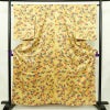 小紋 良品 総柄 正絹 花柄 袷仕立て 身丈159.5cm 裄丈64.5cm リサイクル着物 着物 黄・黄土色_画像1