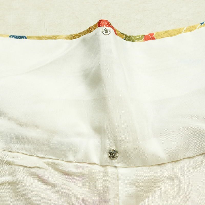 小紋 良品 総柄 正絹 花柄 袷仕立て 身丈159.5cm 裄丈64.5cm リサイクル着物 着物 黄・黄土色_画像19