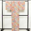 小紋 美品 しつけ糸付き 縮緬 総柄 正絹 古典柄 袷仕立て 身丈161.5cm 裄丈65cm リサイクル着物 着物 菊 亀甲 流水 露芝 多色使い_画像2