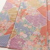 小紋 美品 しつけ糸付き 縮緬 総柄 正絹 古典柄 袷仕立て 身丈161.5cm 裄丈65cm リサイクル着物 着物 菊 亀甲 流水 露芝 多色使い_画像4