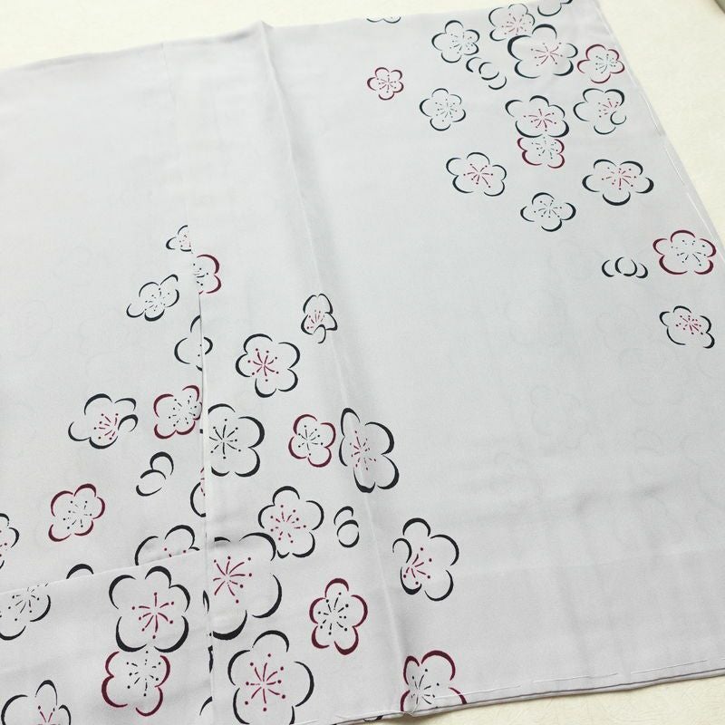 長襦袢 良品 しつけ糸付き 正絹 花柄 袷仕立て 身丈128cm 裄丈66cm リサイクル着物 着物 紫・藤色_画像12