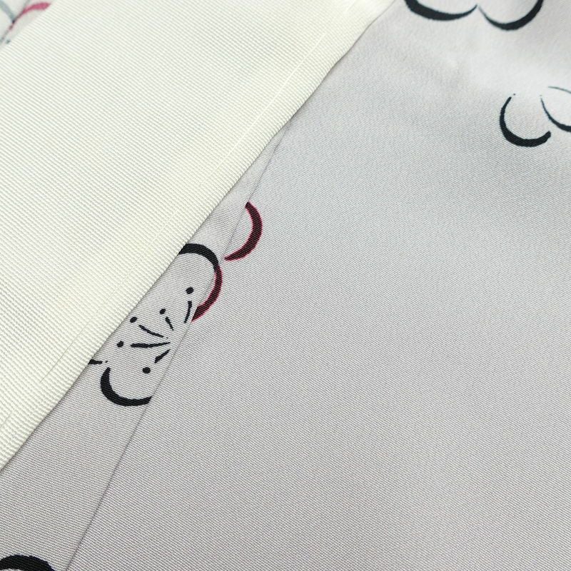 長襦袢 良品 しつけ糸付き 正絹 花柄 袷仕立て 身丈128cm 裄丈66cm リサイクル着物 着物 紫・藤色_画像16