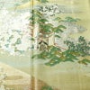 付け下げ 美品 しつけ糸付き 縮緬 トールサイズ 正絹 風景柄 袷仕立て 身丈173cm 裄丈68.5cm リサイクル着物 着物 箔 共八掛 金彩 入学式 卒業式 七五三 お宮参り フォーマル 緑・うぐいす色_画像6