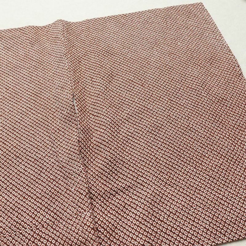 小紋 良品 絞り 総絞り 正絹 古典柄 袷仕立て 身丈164cm 裄丈65cm リサイクル着物 一部しつけ糸付き 着物 茶_画像13