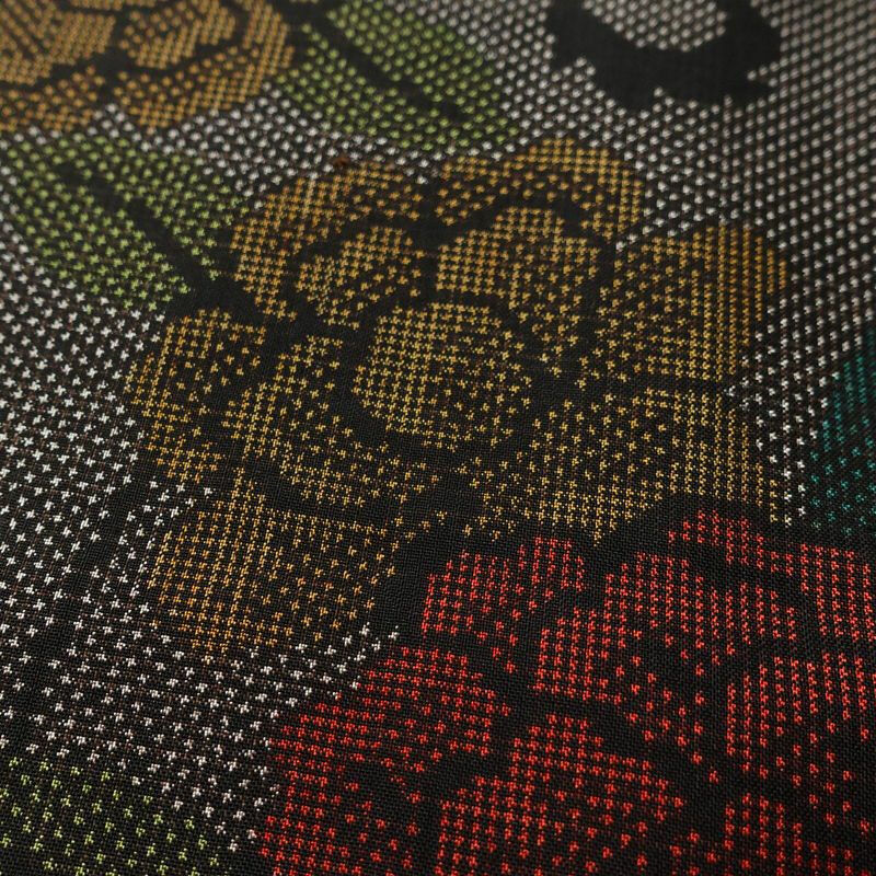 大島紬 証紙なし 正絹 花柄 袷仕立て 身丈160cm 裄丈63cm リサイクル着物 着物 茶_画像8