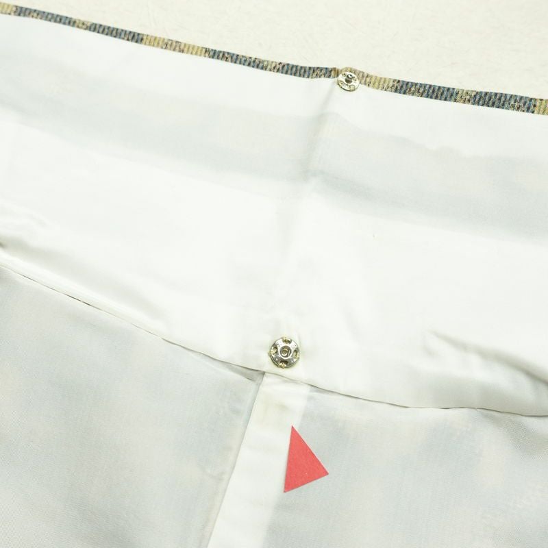 紬 正絹 幾何学柄・抽象柄 袷仕立て 身丈157cm 裄丈64.5cm リサイクル着物 着物 モダン 多色使い_画像19