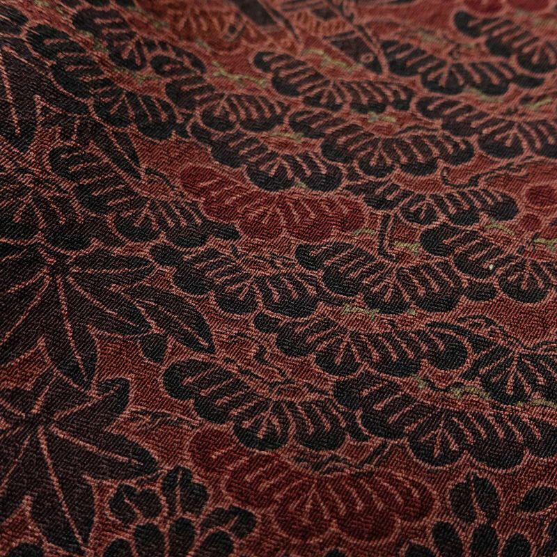 小紋 良品 総柄 正絹 風景柄 袷仕立て 身丈155.5cm 裄丈63cm リサイクル着物 着物 金彩 小豆・エンジ_画像9