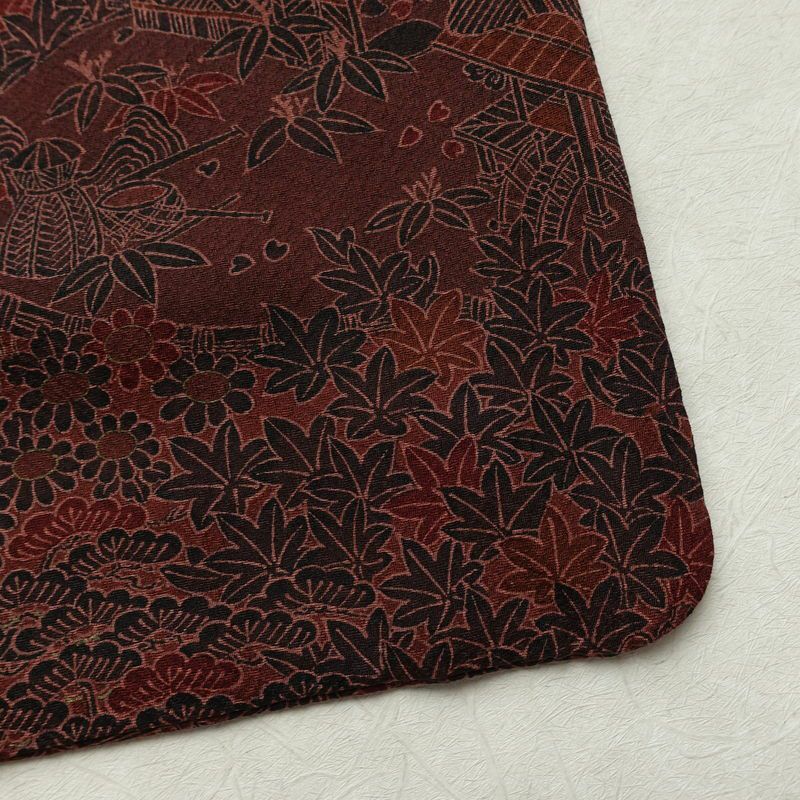 小紋 良品 総柄 正絹 風景柄 袷仕立て 身丈155.5cm 裄丈63cm リサイクル着物 着物 金彩 小豆・エンジ_画像15