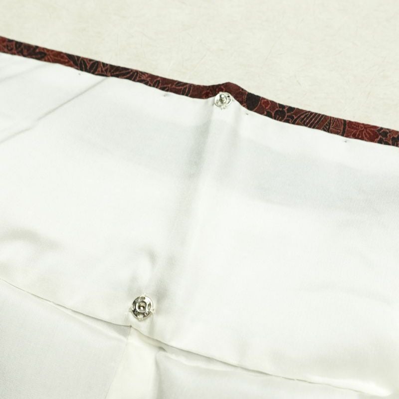 小紋 良品 総柄 正絹 風景柄 袷仕立て 身丈155.5cm 裄丈63cm リサイクル着物 着物 金彩 小豆・エンジ_画像19