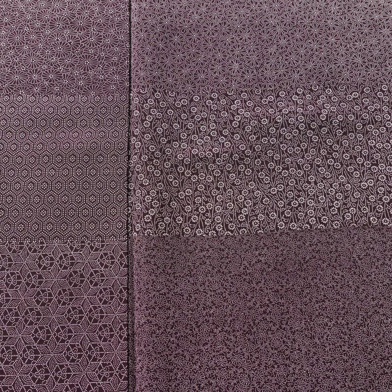 小紋 良品 伝統工芸士 廣瀬雄望 正絹 古典柄 袷仕立て 身丈158.5cm 裄丈64cm リサイクル着物 着物 紫・藤色_画像6