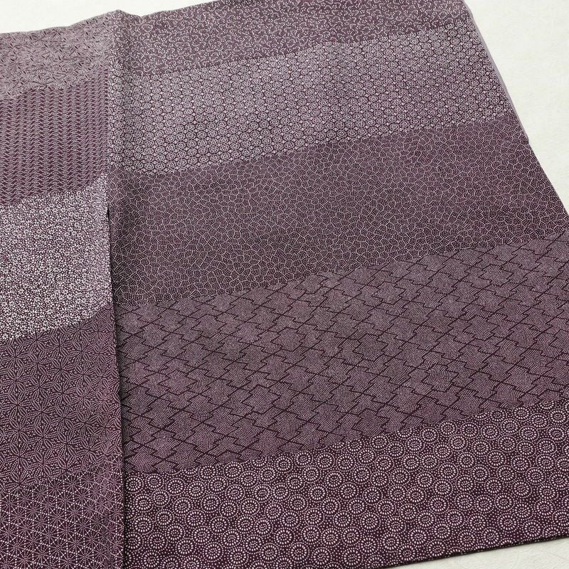 小紋 良品 伝統工芸士 廣瀬雄望 正絹 古典柄 袷仕立て 身丈158.5cm 裄丈64cm リサイクル着物 着物 紫・藤色_画像15