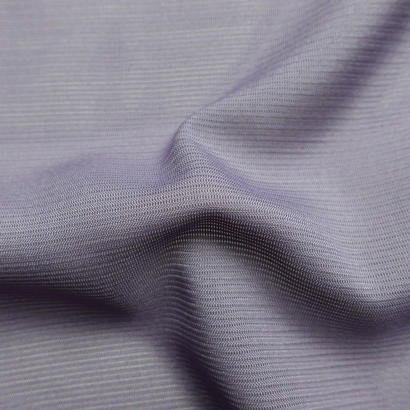 盛夏 色無地 美品 しつけ糸付き 夏用 一つ紋付き バチ衿仕立て ポリエステル 単衣仕立て 身丈157cm 裄丈65cm リサイクル着物 着物 お茶会 フォーマル 紫・藤色_画像19