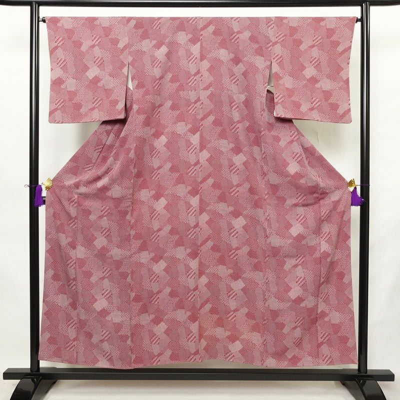 小紋 正絹 古典柄 袷仕立て 身丈152.5cm 裄丈65cm リサイクル着物 着物 紫・藤色_画像1