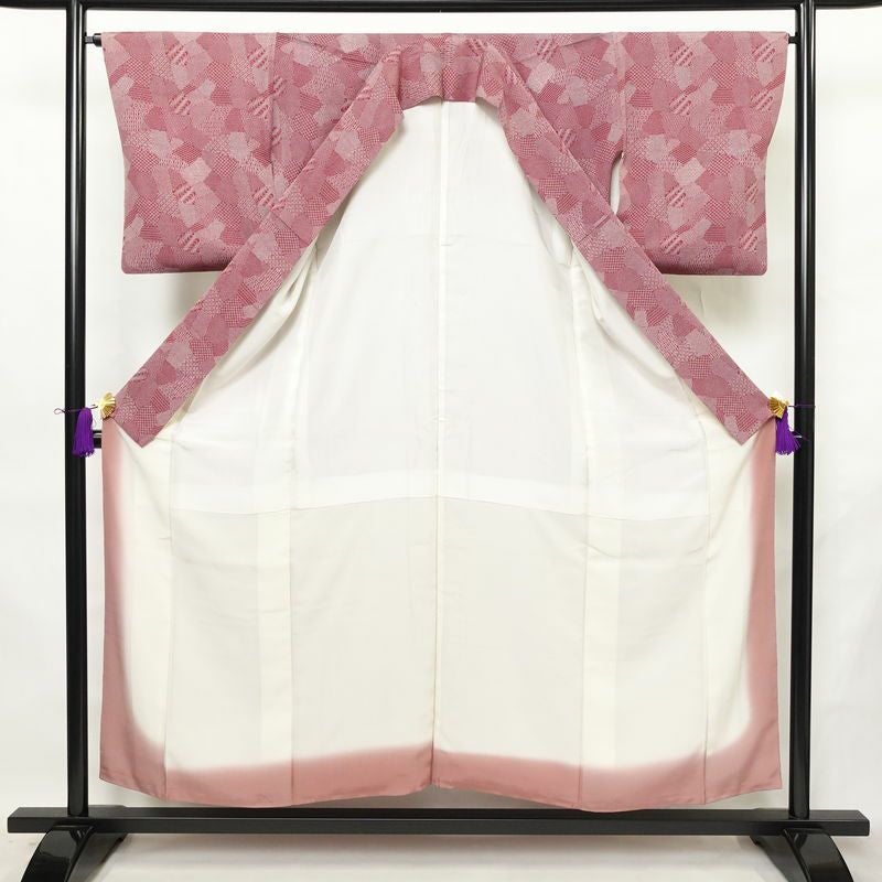 小紋 正絹 古典柄 袷仕立て 身丈152.5cm 裄丈65cm リサイクル着物 着物 紫・藤色_画像3