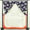 小紋 縮緬 正絹 花柄 袷仕立て 身丈161.5cm 裄丈67.5cm リサイクル着物 着物 青・紺_画像3