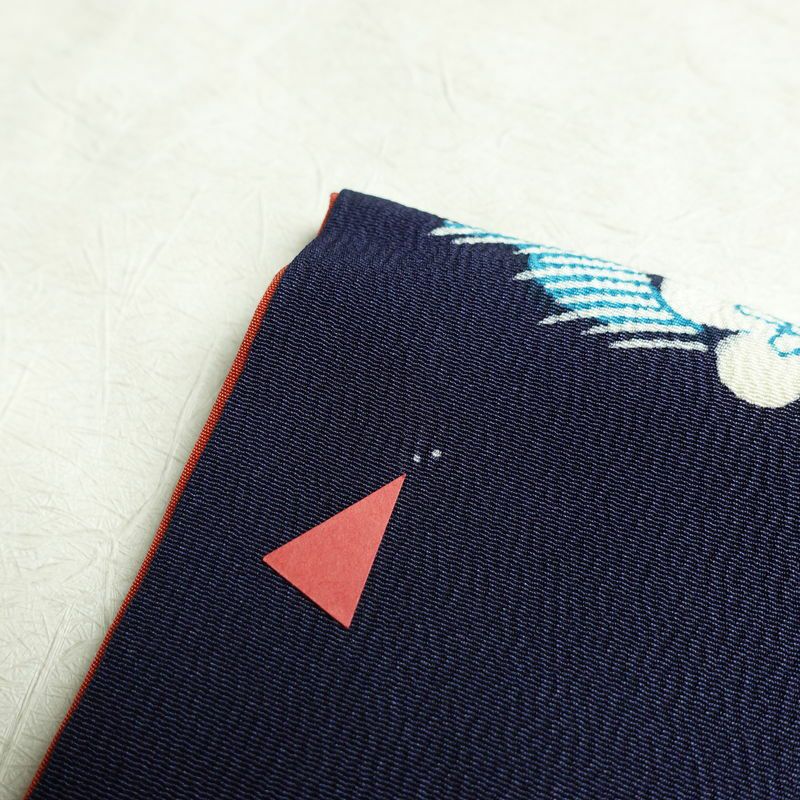 小紋 縮緬 正絹 花柄 袷仕立て 身丈161.5cm 裄丈67.5cm リサイクル着物 着物 青・紺_画像19