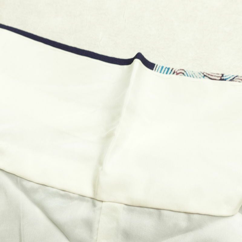 小紋 縮緬 正絹 花柄 袷仕立て 身丈161.5cm 裄丈67.5cm リサイクル着物 着物 青・紺_画像21