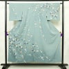 訪問着 落款入り 縮緬 一つ紋付き 正絹 花柄 袷仕立て 身丈150cm 裄丈63cm リサイクル着物 着物 共八掛 入学式 卒業式 七五三 お宮参り フォーマル 青・紺_画像1