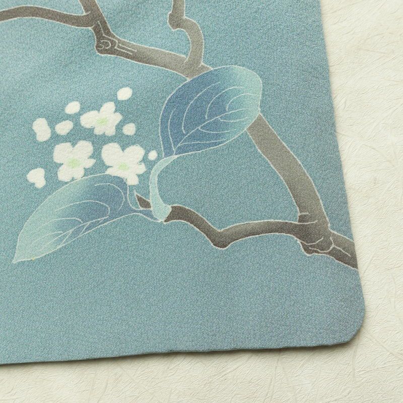 訪問着 落款入り 縮緬 一つ紋付き 正絹 花柄 袷仕立て 身丈150cm 裄丈63cm リサイクル着物 着物 共八掛 入学式 卒業式 七五三 お宮参り フォーマル 青・紺_画像17