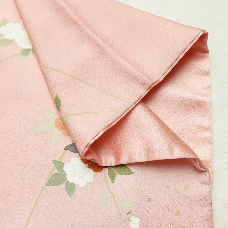 訪問着 美品 落款入り 正絹 花柄 袷仕立て 身丈170.5cm 裄丈68cm リサイクル着物 着物 箔 入学式 卒業式 七五三 お宮参り フォーマル ピンク_画像15