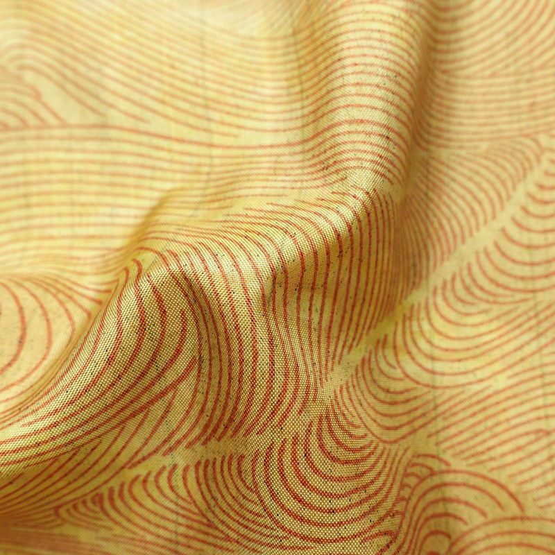 小紋 付下小紋 正絹 流水・波柄 袷仕立て 身丈155.5cm 裄丈64.5cm リサイクル着物 着物 黄・黄土色_画像21