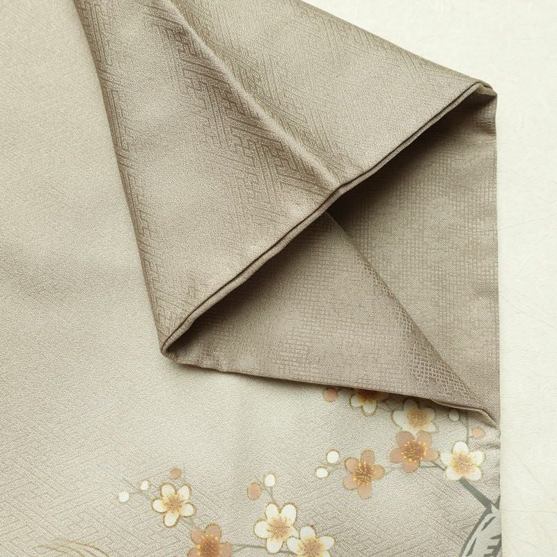 訪問着 金駒刺繍 一つ紋付き 正絹 古典柄 袷仕立て 身丈160cm 裄丈62.5cm リサイクル着物 着物 刺繍 箔 入学式 卒業式 七五三 お宮参り フォーマル グレージュ グレー_画像14