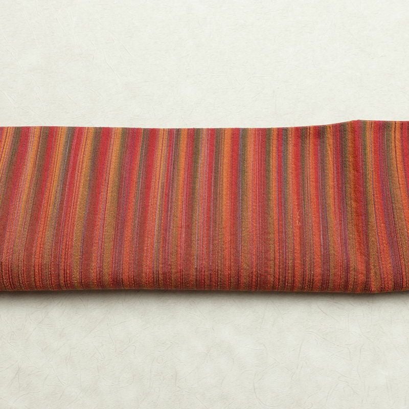 名古屋帯 六通柄 良品 正絹 縞柄・線柄 通し仕立て なごや帯 リサイクル帯 帯 カジュアル 多色使い_画像15