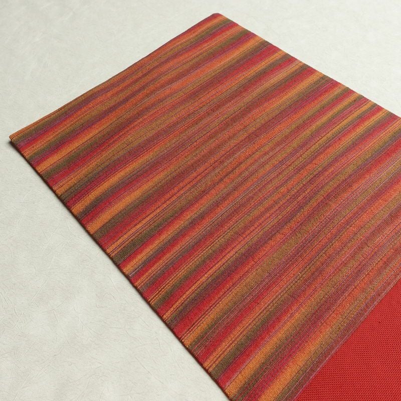 名古屋帯 六通柄 良品 正絹 縞柄・線柄 通し仕立て なごや帯 リサイクル帯 帯 カジュアル 多色使い_画像17