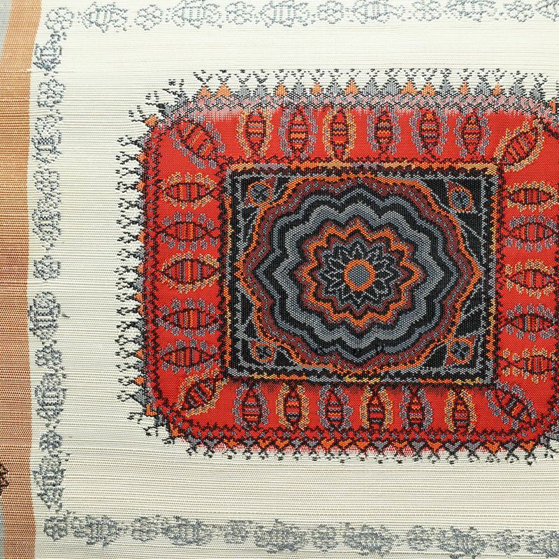 名古屋帯 太鼓柄 正絹 幾何学柄・抽象柄 松葉仕立て なごや帯 リサイクル帯 帯 モダン 紬地 白_画像2