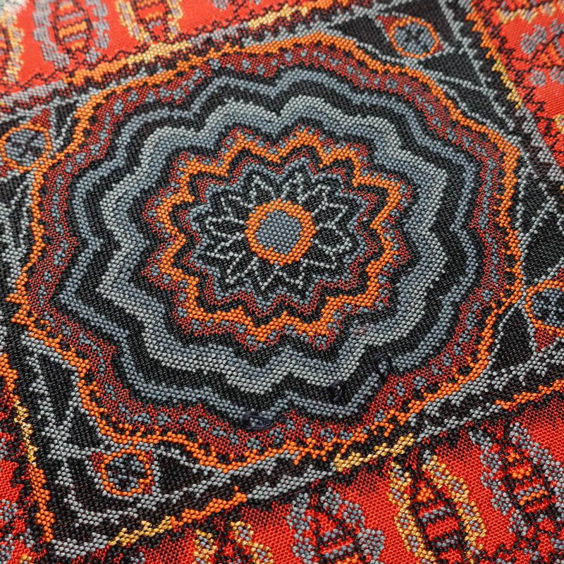 名古屋帯 太鼓柄 正絹 幾何学柄・抽象柄 松葉仕立て なごや帯 リサイクル帯 帯 モダン 紬地 白_画像3