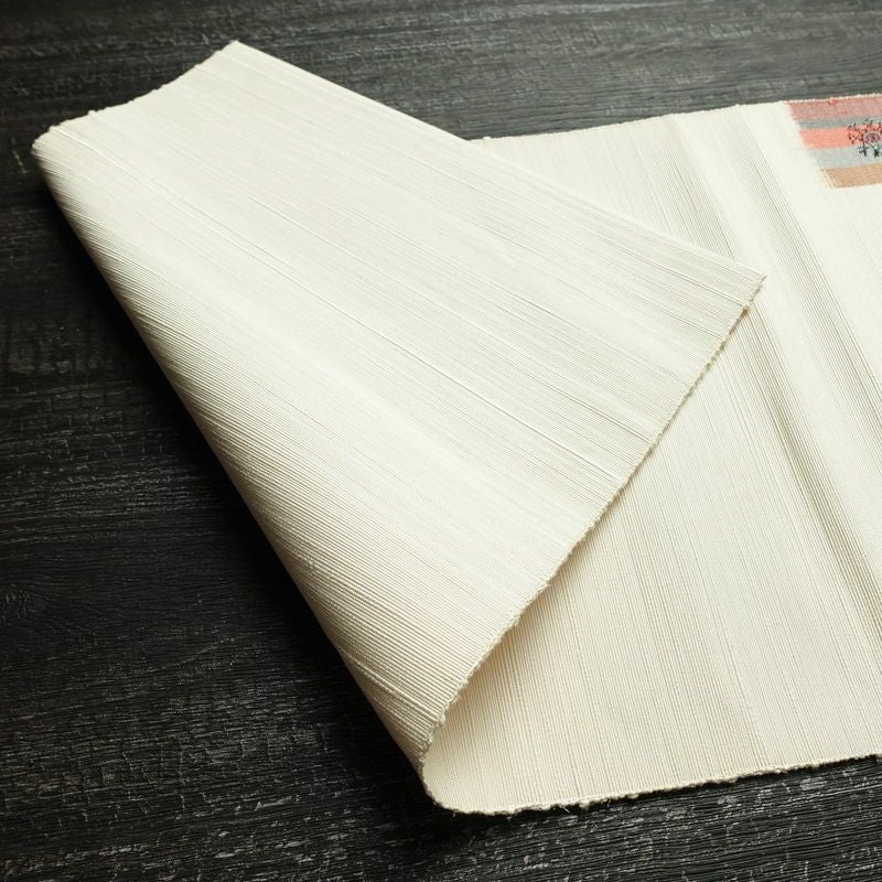 名古屋帯 太鼓柄 正絹 幾何学柄・抽象柄 松葉仕立て なごや帯 リサイクル帯 帯 モダン 紬地 白_画像10