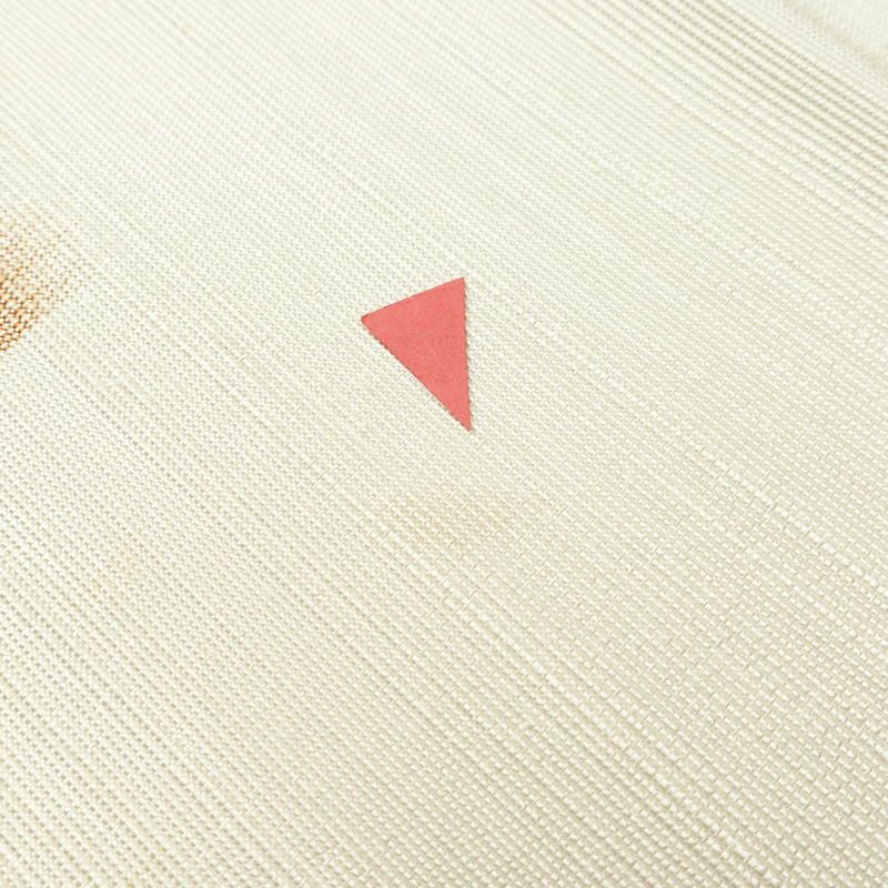 名古屋帯 太鼓柄 正絹 幾何学柄・抽象柄 松葉仕立て なごや帯 リサイクル帯 帯 モダン 紬地 白_画像13