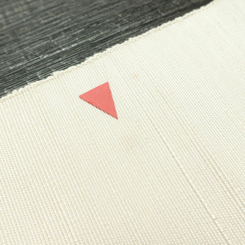 名古屋帯 太鼓柄 正絹 幾何学柄・抽象柄 松葉仕立て なごや帯 リサイクル帯 帯 モダン 紬地 白_画像14