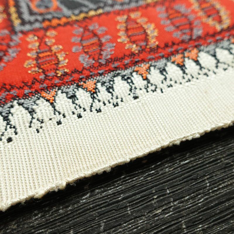 名古屋帯 太鼓柄 正絹 幾何学柄・抽象柄 松葉仕立て なごや帯 リサイクル帯 帯 モダン 紬地 白_画像15