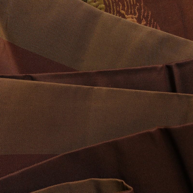 名古屋帯 六通柄 良品 正絹 木の葉・植物柄 名古屋仕立て なごや帯 リサイクル帯 帯 モダン 茶_画像18