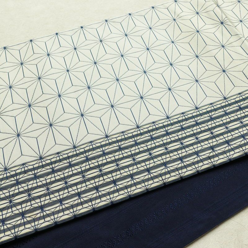 名古屋帯 六通柄 正絹 麻の葉柄 通し仕立て なごや帯 リサイクル帯 帯 白_画像10